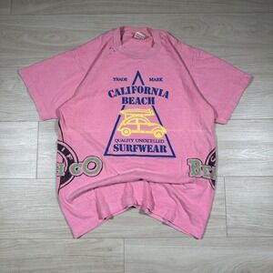 Vtg 80s California‎ Beach Surf Wear Faded Shirt Large Grunge Skate Quiksilver OP